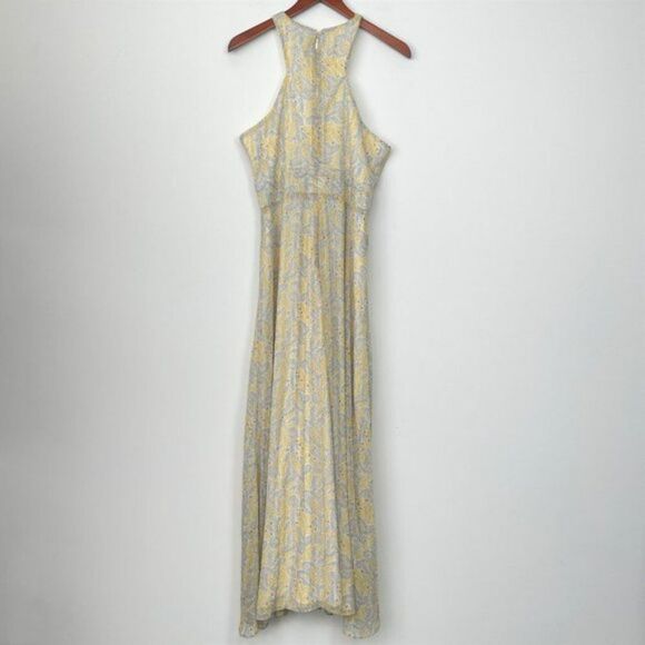 Likely Revolve Lucy Twisted Cut Out Metallic Midi Dress Green Tea Multi Gold 10 - Picture 4 of 12